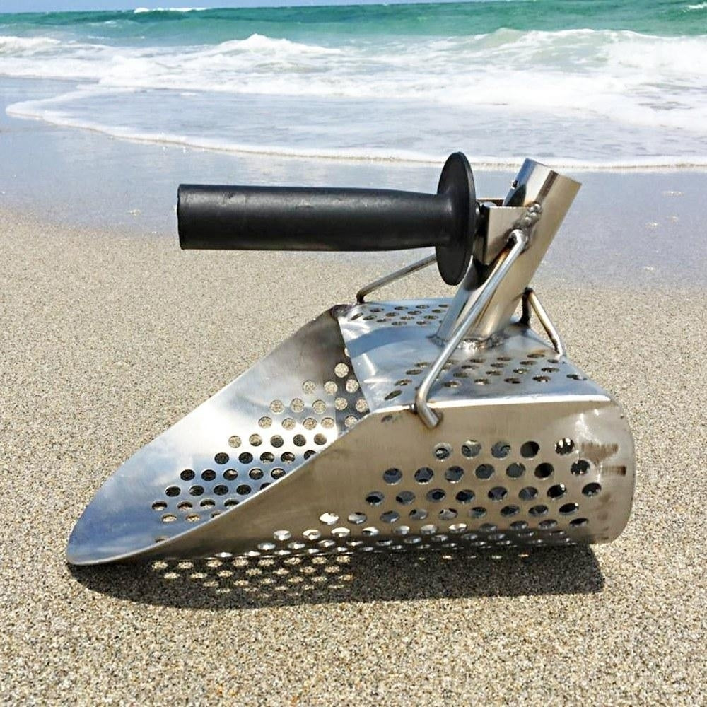 Beach Sand Scoop with handle Metal Detecting Tool Stainless Steel Detector Image 4