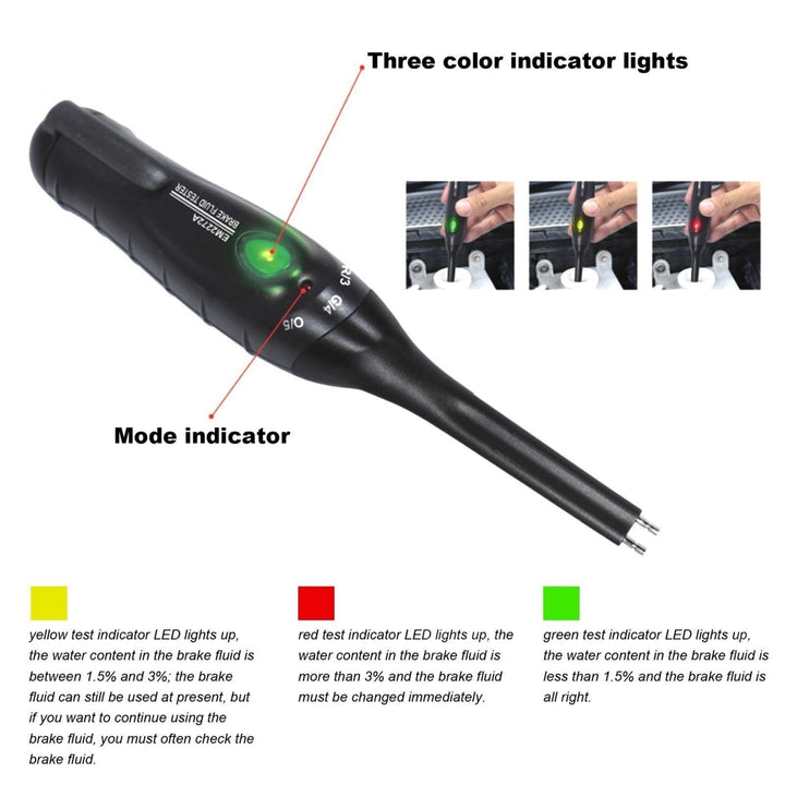 Brake Fluid Tester Pen Auto Diagnostic Testing Tool For DOT 3 DOT4 and 5 with 1 LED Indicator Image 8