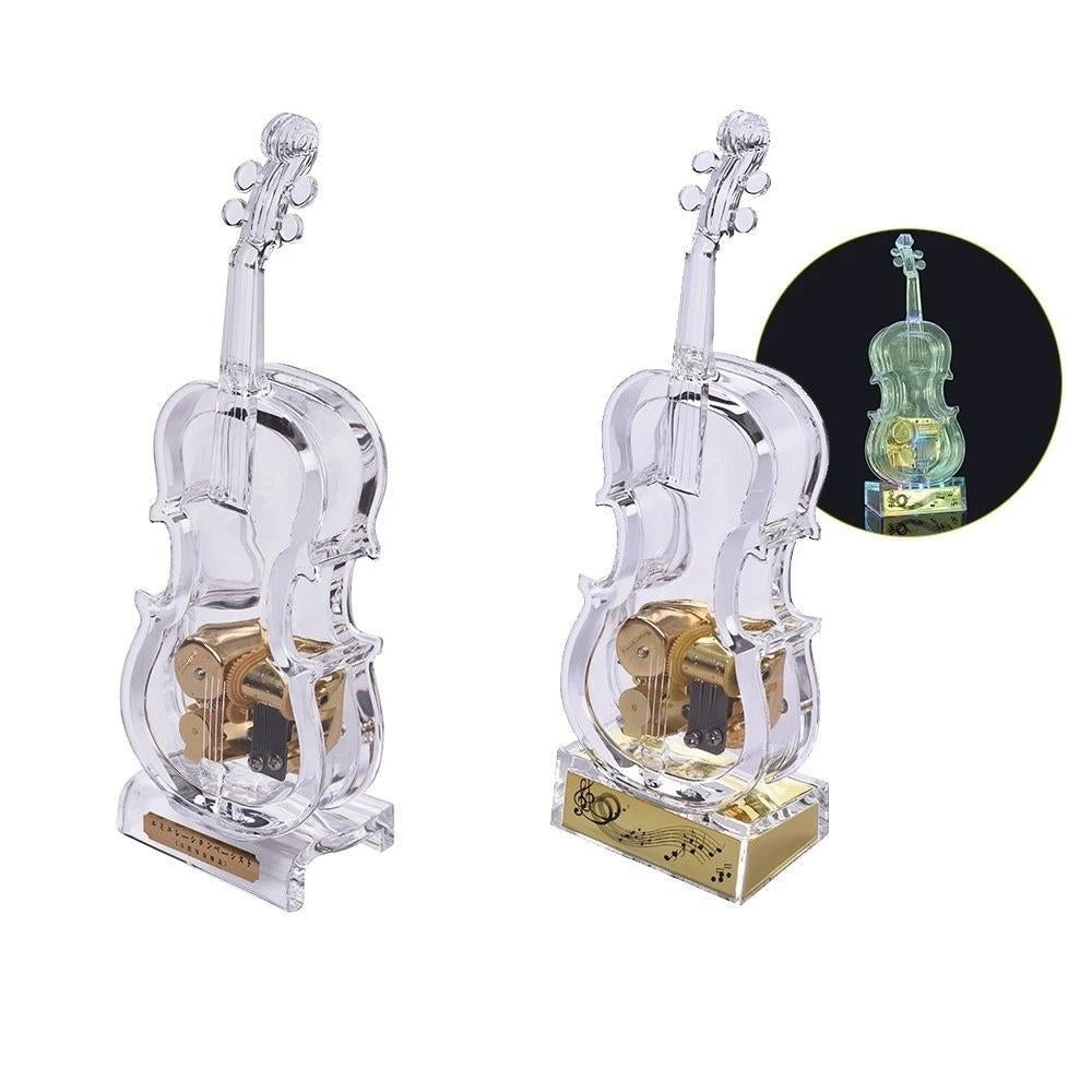 Mechanical Wind-up Violin Shape Music Box Without light Image 1