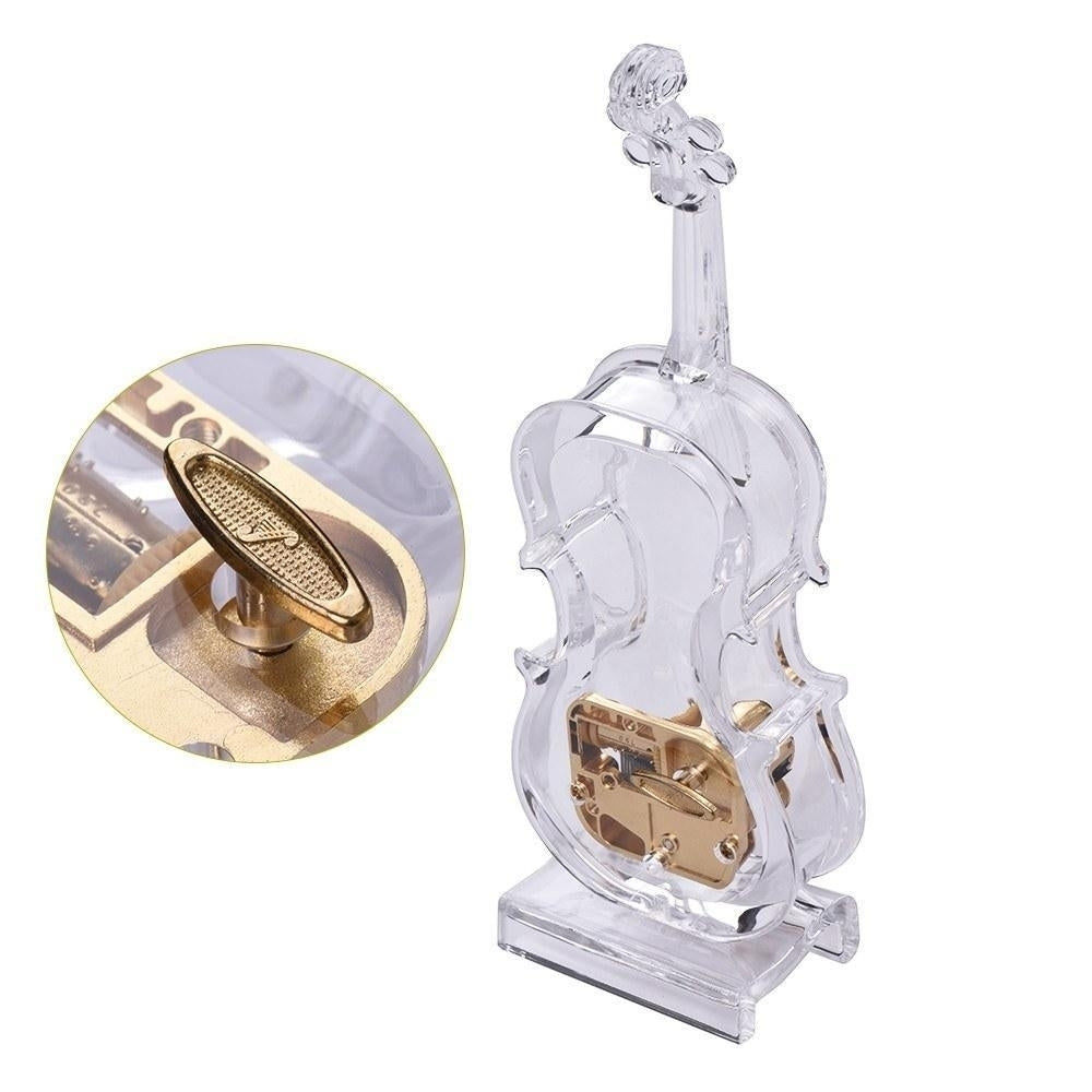 Mechanical Wind-up Violin Shape Music Box Without light Image 2