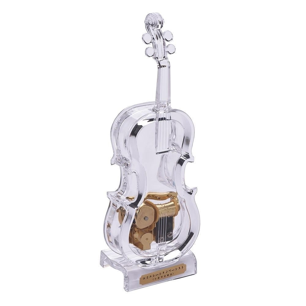 Mechanical Wind-up Violin Shape Music Box Without light Image 3