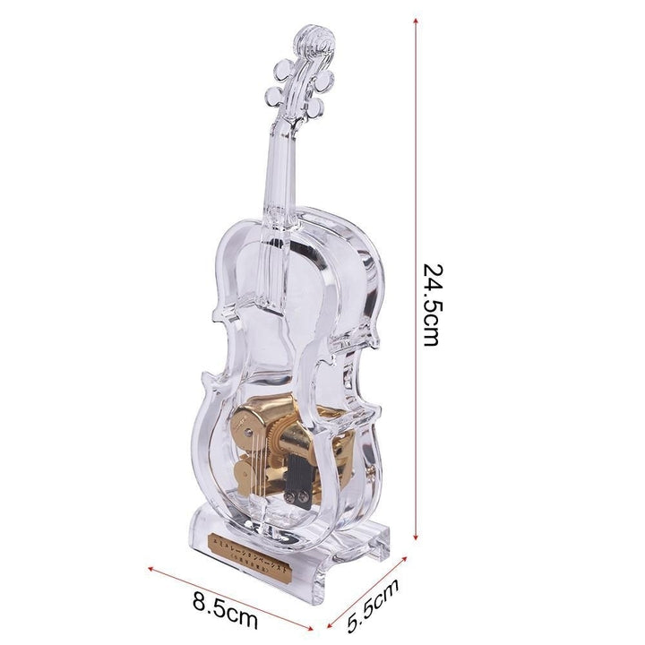 Mechanical Wind-up Violin Shape Music Box Without light Image 6