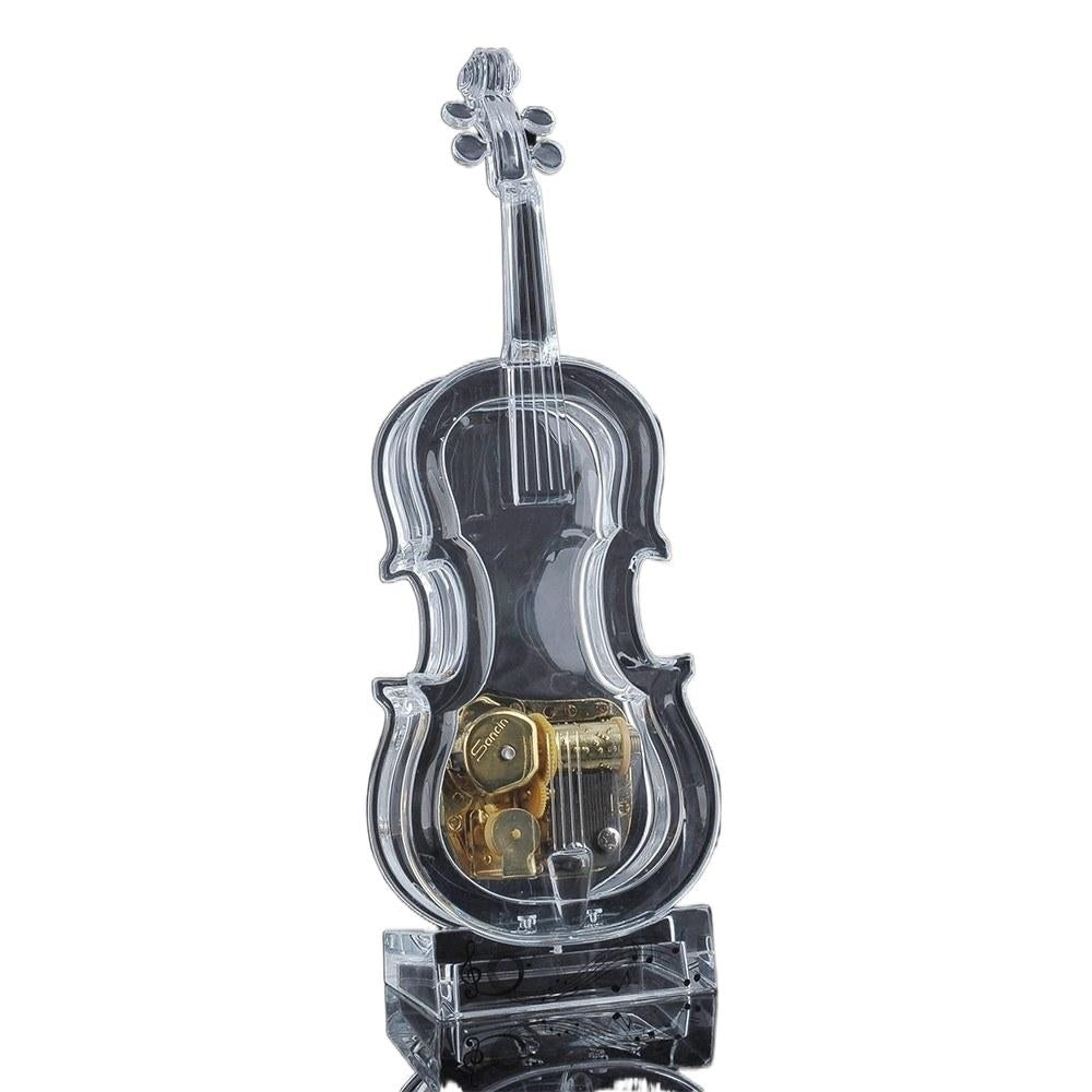 Mechanical Wind-up Violin Shape Music Box Without light Image 8