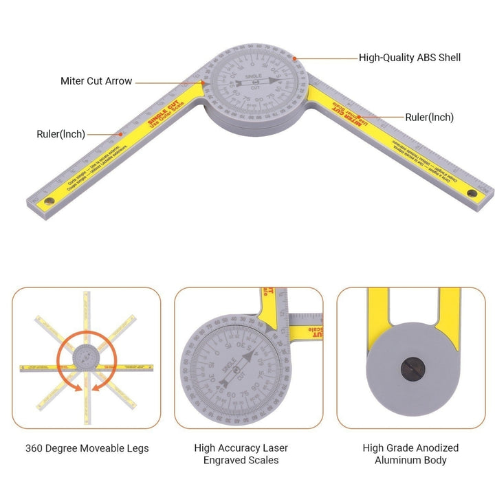 Miter Saw Protractor Angle Measuring Transfer Rule Gauge for Carpenters ABS Metric Ruler Image 8