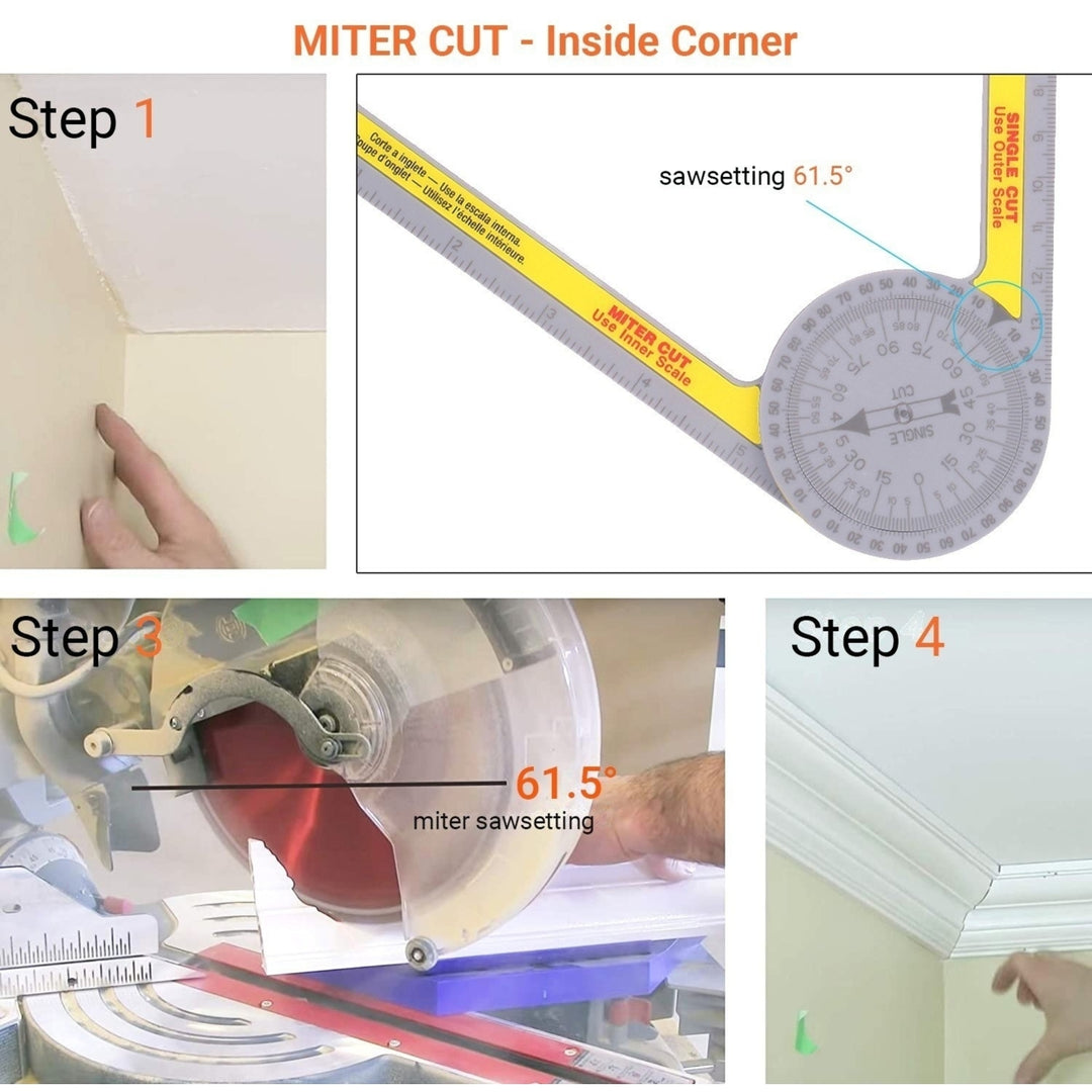 Miter Saw Protractor Angle Measuring Transfer Rule Gauge for Carpenters ABS Metric Ruler Image 9