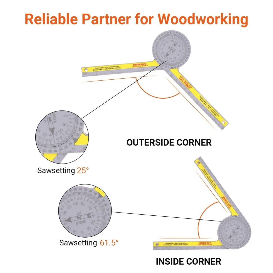 Miter Saw Protractor Angle Measuring Transfer Rule Gauge for Carpenters ABS Metric Ruler Image 11