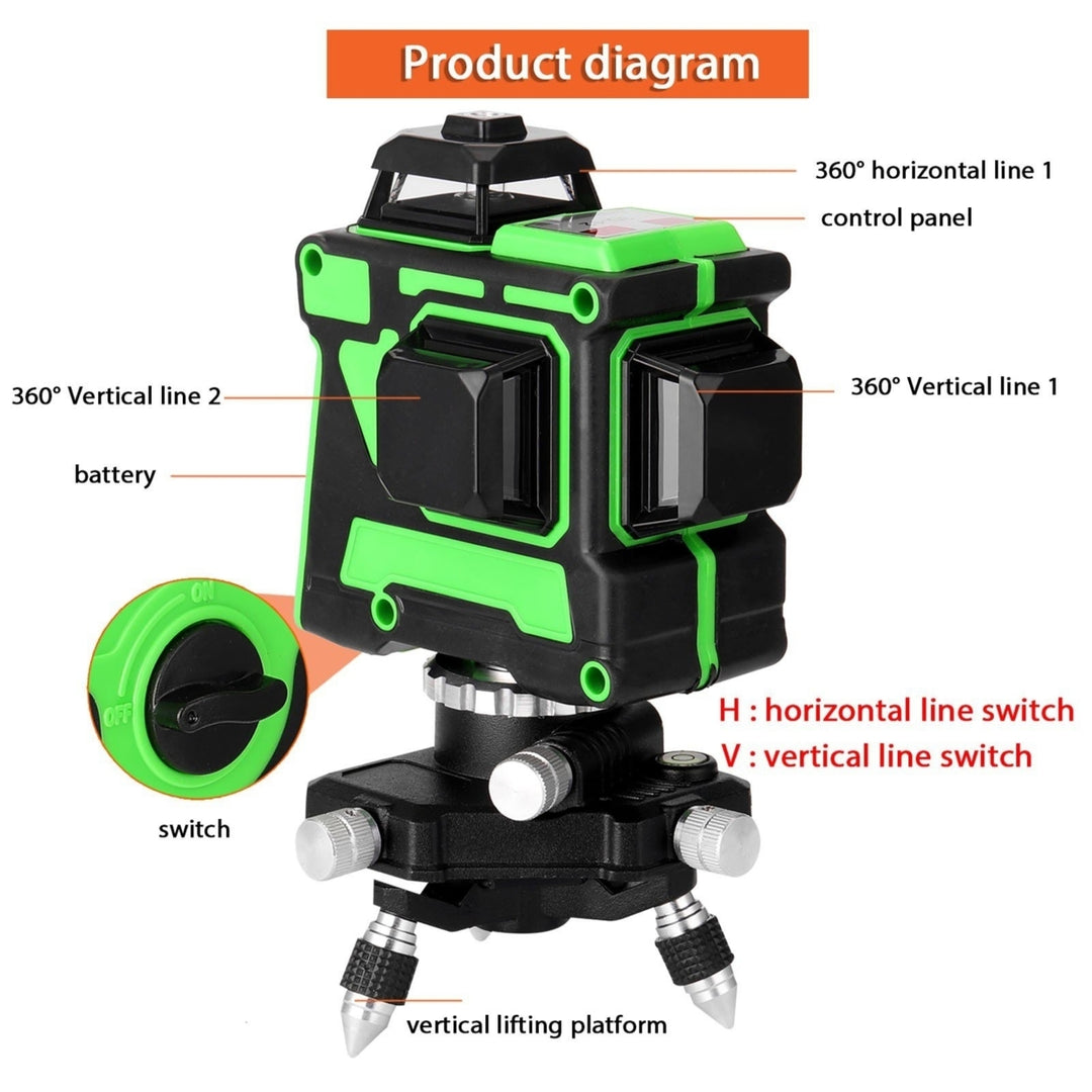 Multi-functional 3D 12 Lines Laser Level Tool Vertical Horizontal with Self-leveling Function Image 6