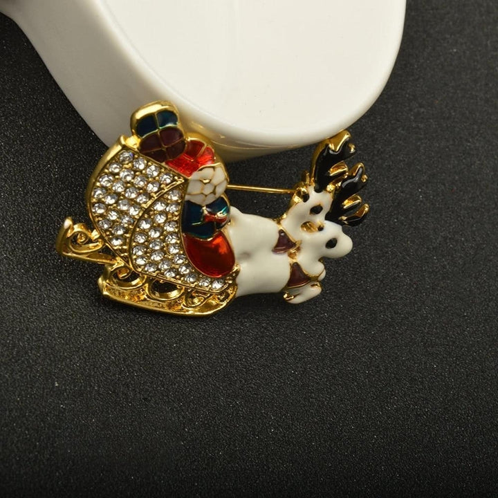 Shining Rhinestone Crystal Double Deers Animal Brooch Collar Clip Pin Clothes Accessory Jewelry Scarf Buckle Image 3