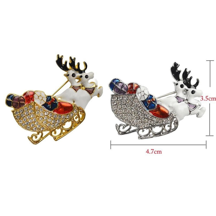 Shining Rhinestone Crystal Double Deers Animal Brooch Collar Clip Pin Clothes Accessory Jewelry Scarf Buckle Image 5