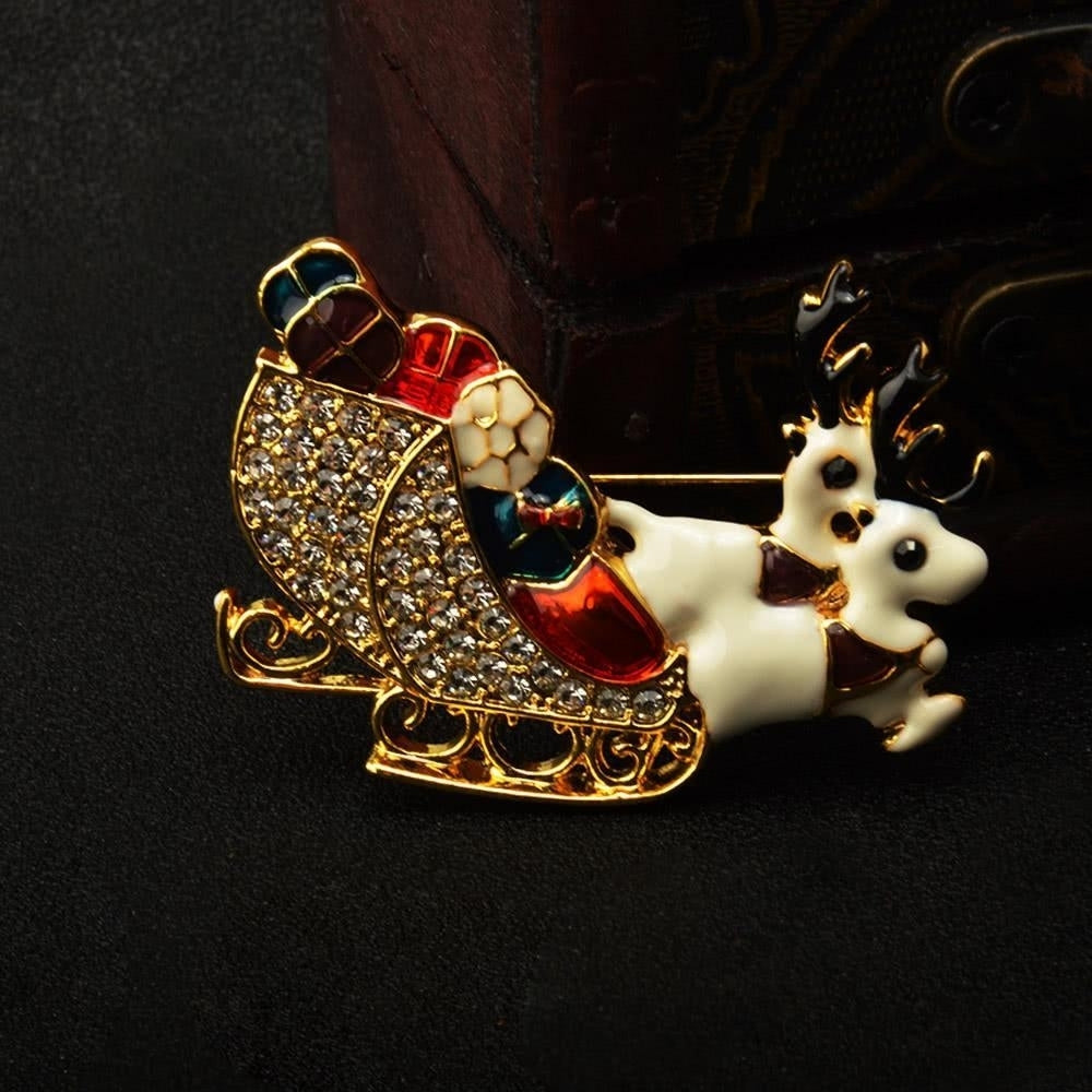 Shining Rhinestone Crystal Double Deers Animal Brooch Collar Clip Pin Clothes Accessory Jewelry Scarf Buckle Image 7