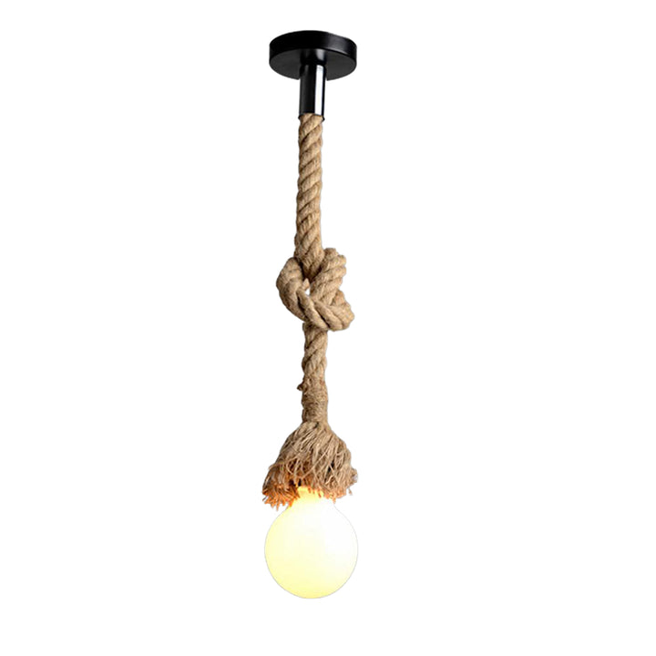 Single Head Vintage Hemp Rope Hanging Pendant Ceiling Light Image 1