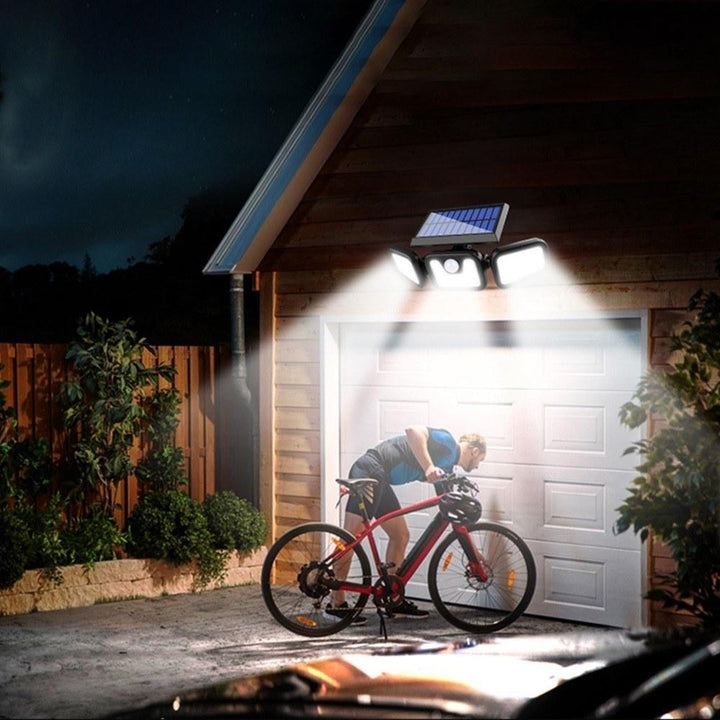 Solar 3 Heads Rotatable Slit Garden Lamp Motion Sensor Wall Mounted Waterproof Night Light 74 LED Image 7