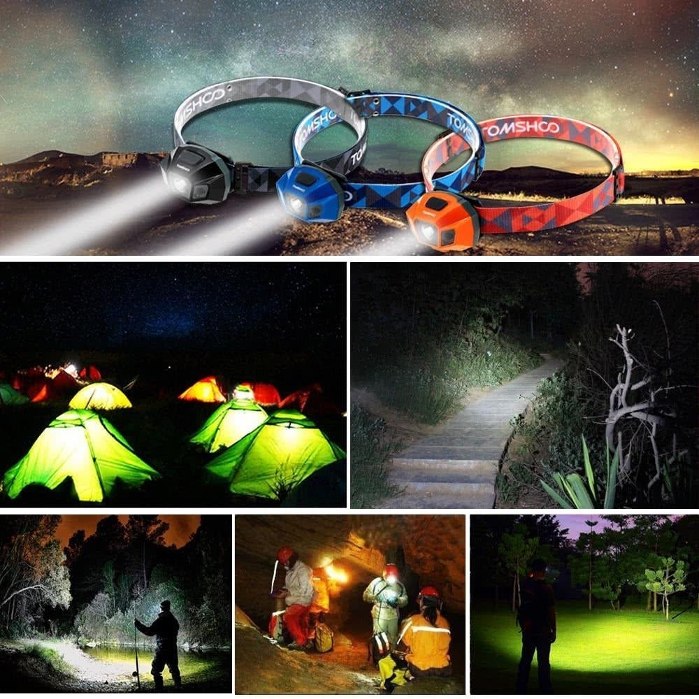 Super Bright LED Headlamp High Power Flashlight Water Resistance USB Cable Rechargeable Headlight Lamp Image 6