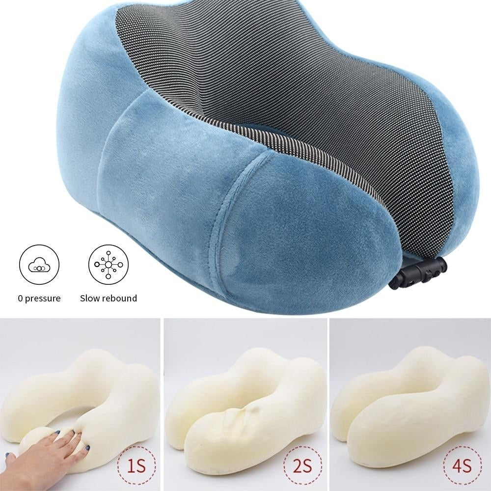 U Shaped Memory Foam Neck Soft Travel Pillow Solid Relieve Pressure Image 9