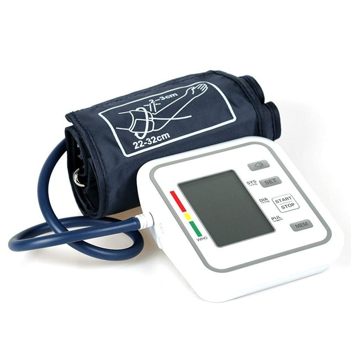 Upper Arm Style Automatic Electronic Blood Pressure Monitor with Large LCD Display Digital Intelligent Blood Pressure Image 1