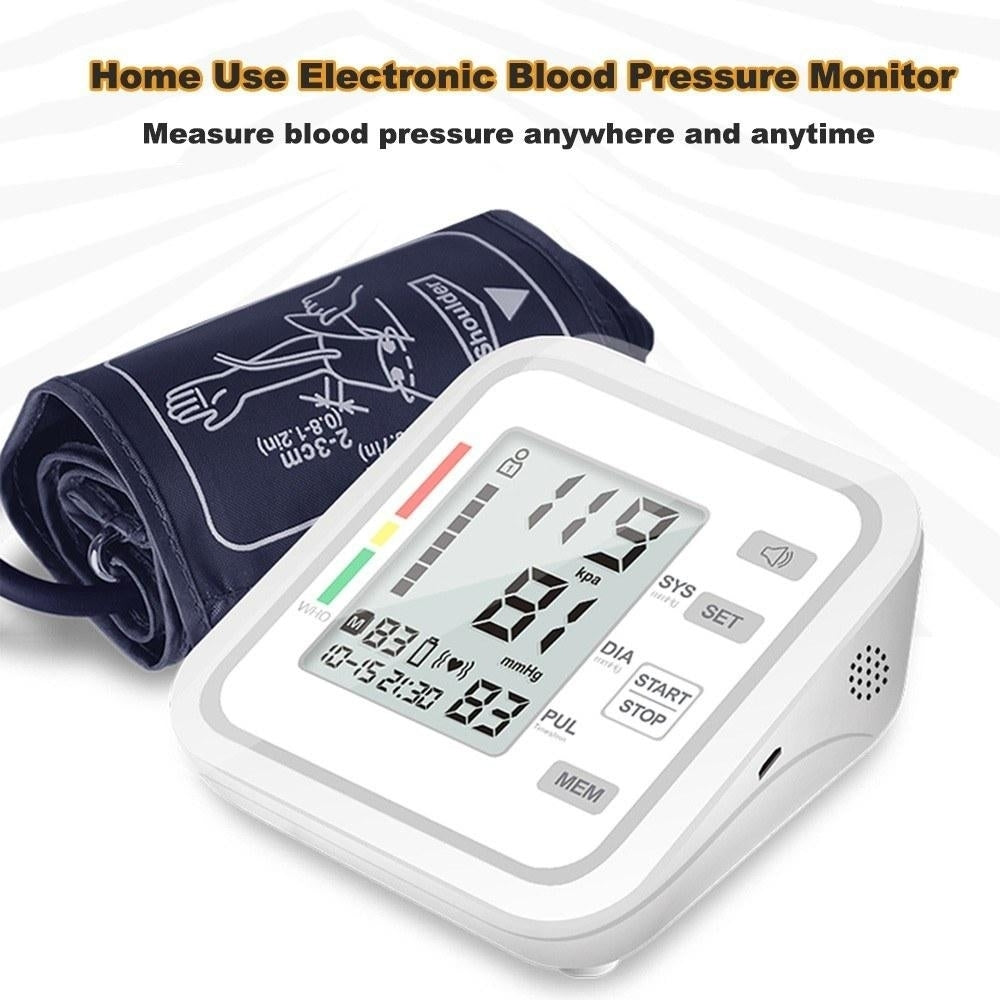 Upper Arm Style Automatic Electronic Blood Pressure Monitor with Large LCD Display Digital Intelligent Blood Pressure Image 7