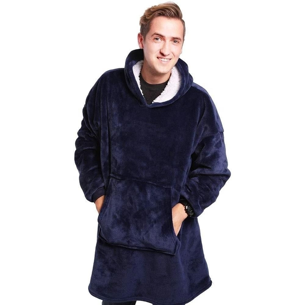 Warm Flannel Ultra Plush Hoodie Blanket With Sleeve Image 2