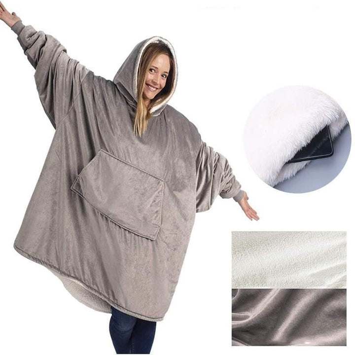 Warm Flannel Ultra Plush Hoodie Blanket With Sleeve Image 4