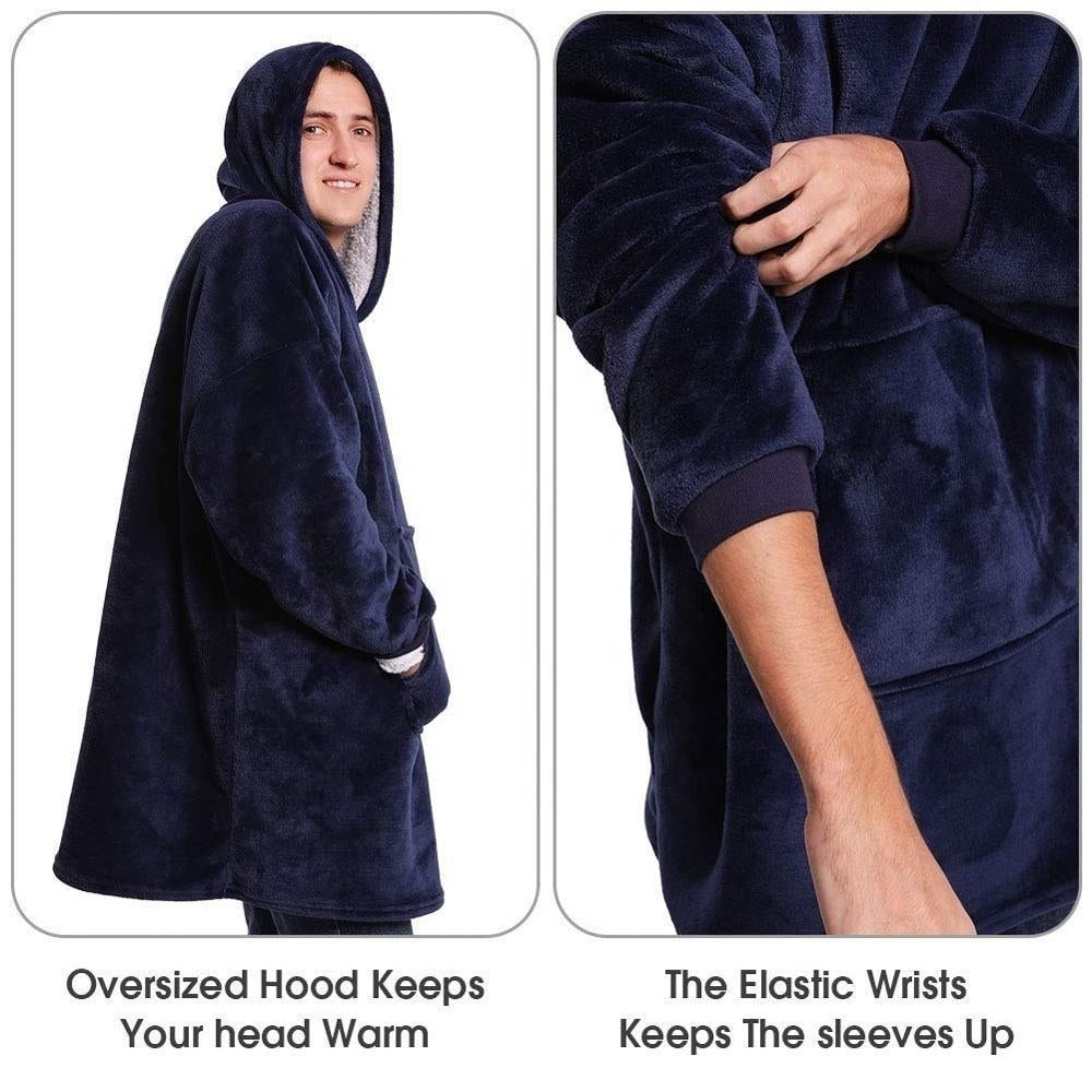 Warm Flannel Ultra Plush Hoodie Blanket With Sleeve Image 9