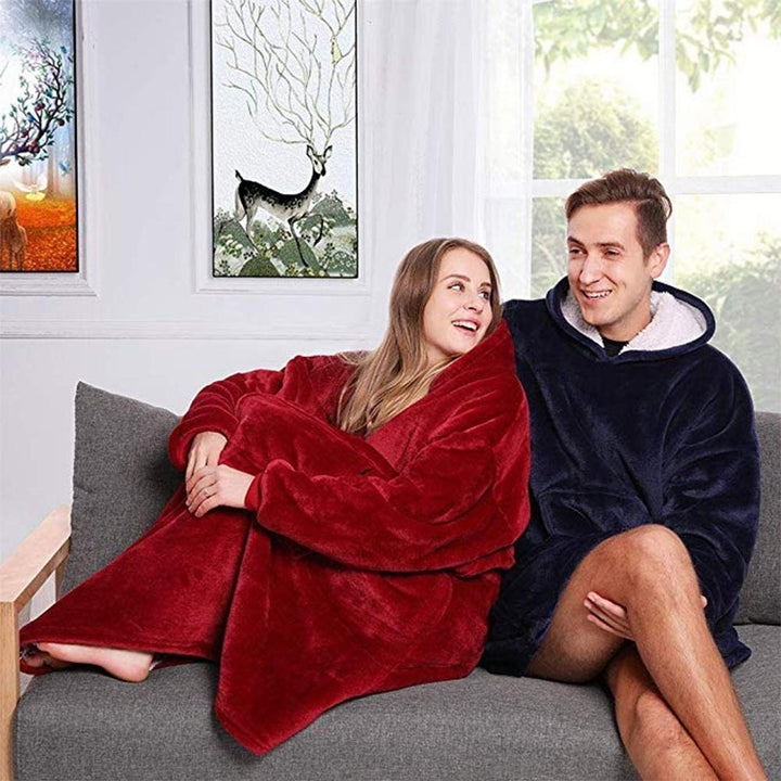 Warm Flannel Ultra Plush Hoodie Blanket With Sleeve Image 12