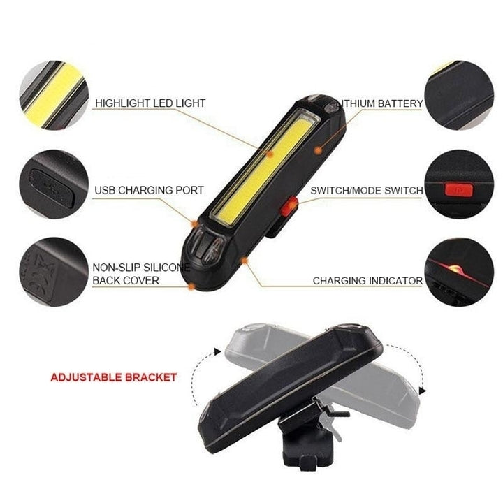 Waterproof Bike Tail 500mAh Rear USB Charging 5 Modes Flashlight With COB Lamp Image 10