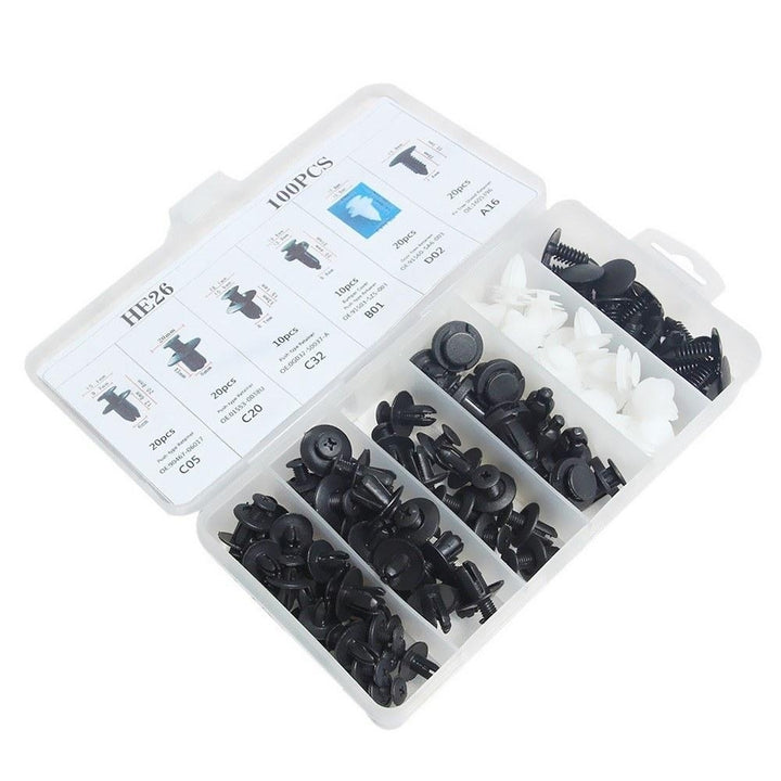 Car Retainer clips Body Plastic Rivets Fasteners Push Bumper Door Trim Panel Screws with Removal Tool 100 Pcs Image 1