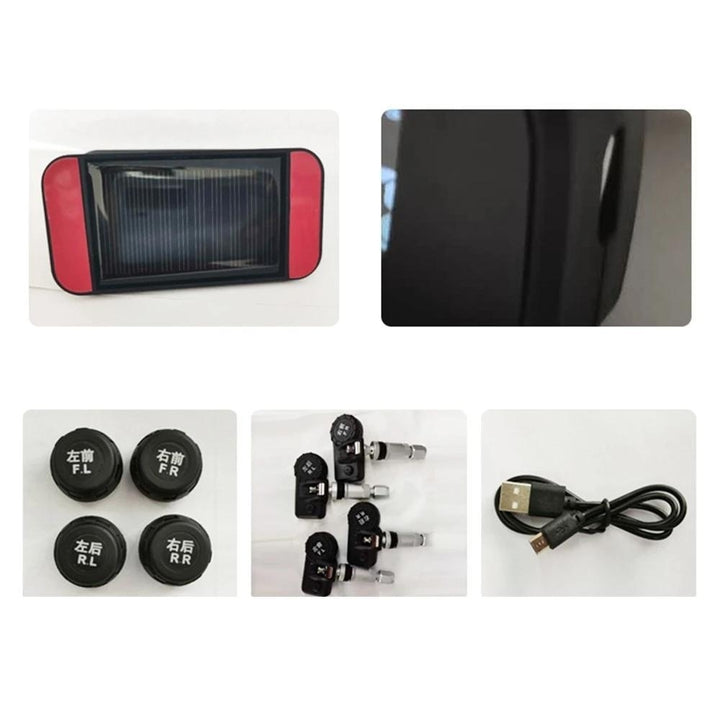 Car TPMS Tire Pressure Monitoring System Wireless Solar Charging Alarm Image 3