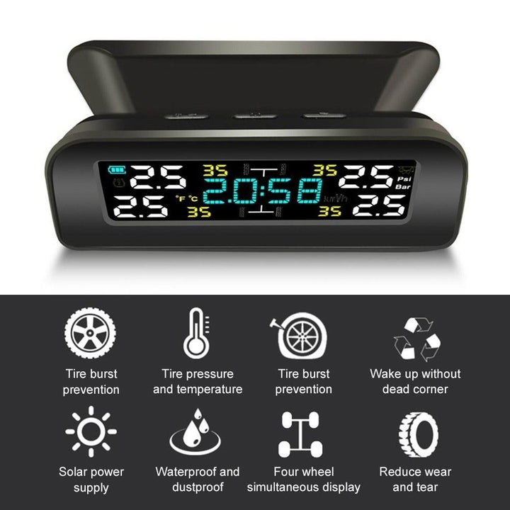 Car TPMS Tire Pressure Monitoring System Wireless Solar Charging Alarm Image 7