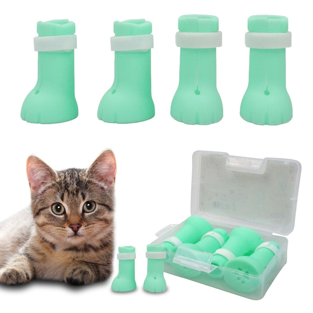 Cat Anti-Scratch Shoes with Magic Strip Adjustable Silicone Pet Grooming Scratching Restraint Booties Image 3