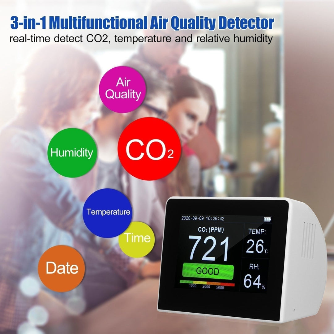 Desktop 3-in-1 Multi-functional Air Quality Detector CO2 Meter Tester 3.5-inch Digital Hygrothermograph Image 8