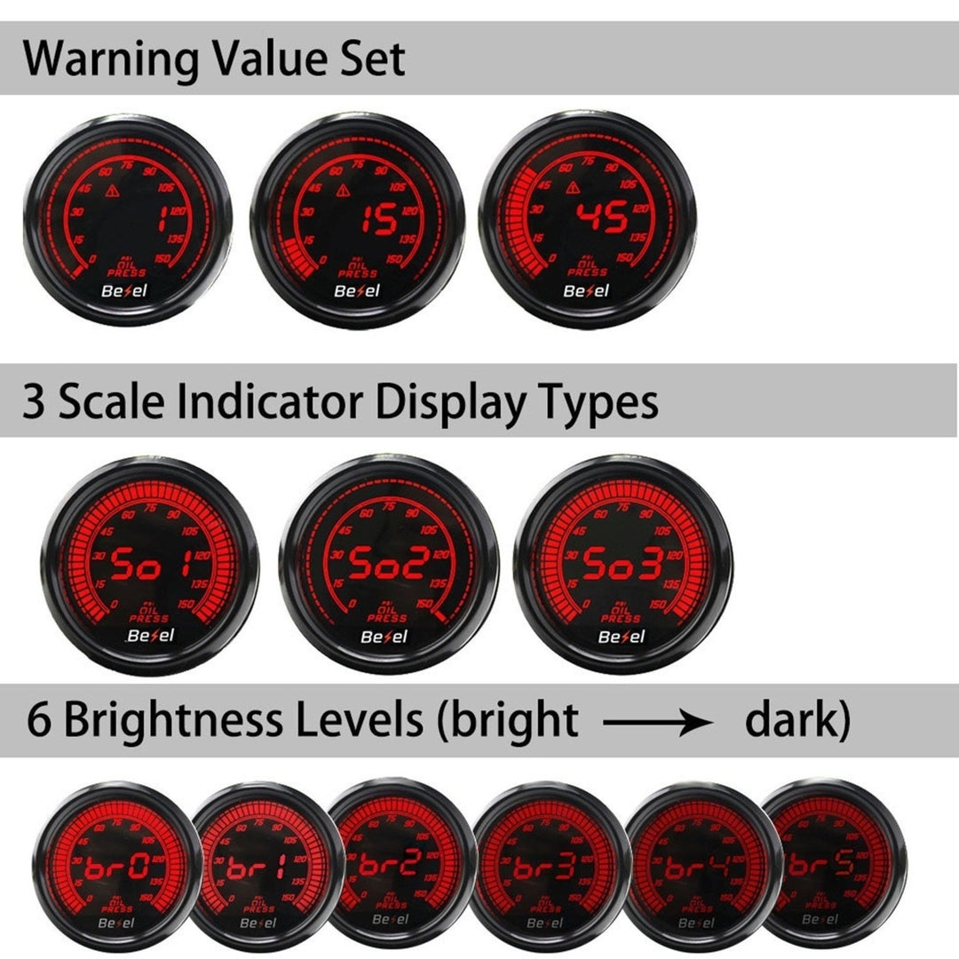 Design 2" 52mm EVO LED 10 Colors Oil Press Gauge 0-150PSI Pressure Meter Image 10