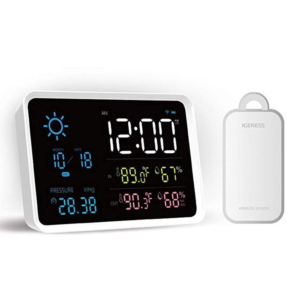 Digital LCD Alarm Clock With Weather Forecast And Temperature Display Image 1