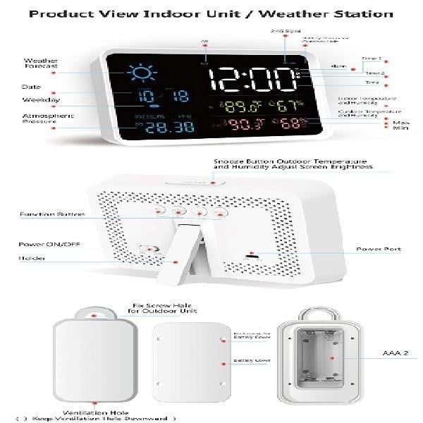 Digital LCD Alarm Clock With Weather Forecast And Temperature Display Image 7