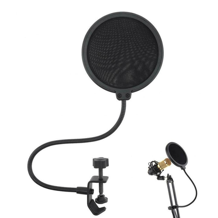 Double Layer Studio Microphone Wind Screen Shield Mesh Gooseneck Noise Filter Image 1