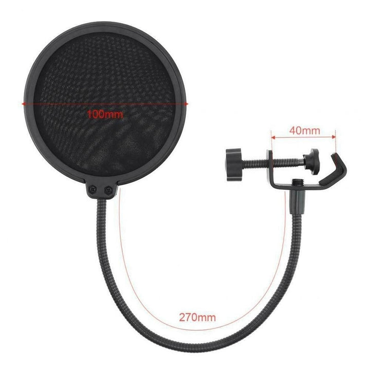 Double Layer Studio Microphone Wind Screen Shield Mesh Gooseneck Noise Filter Image 3