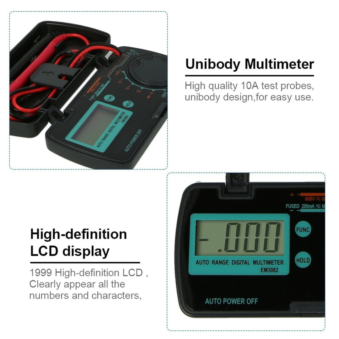 EM3082 Mini Digital Multimeter AC DC Volt AMP OHM LCD Voltmeter Auto Power Off Data Image 9