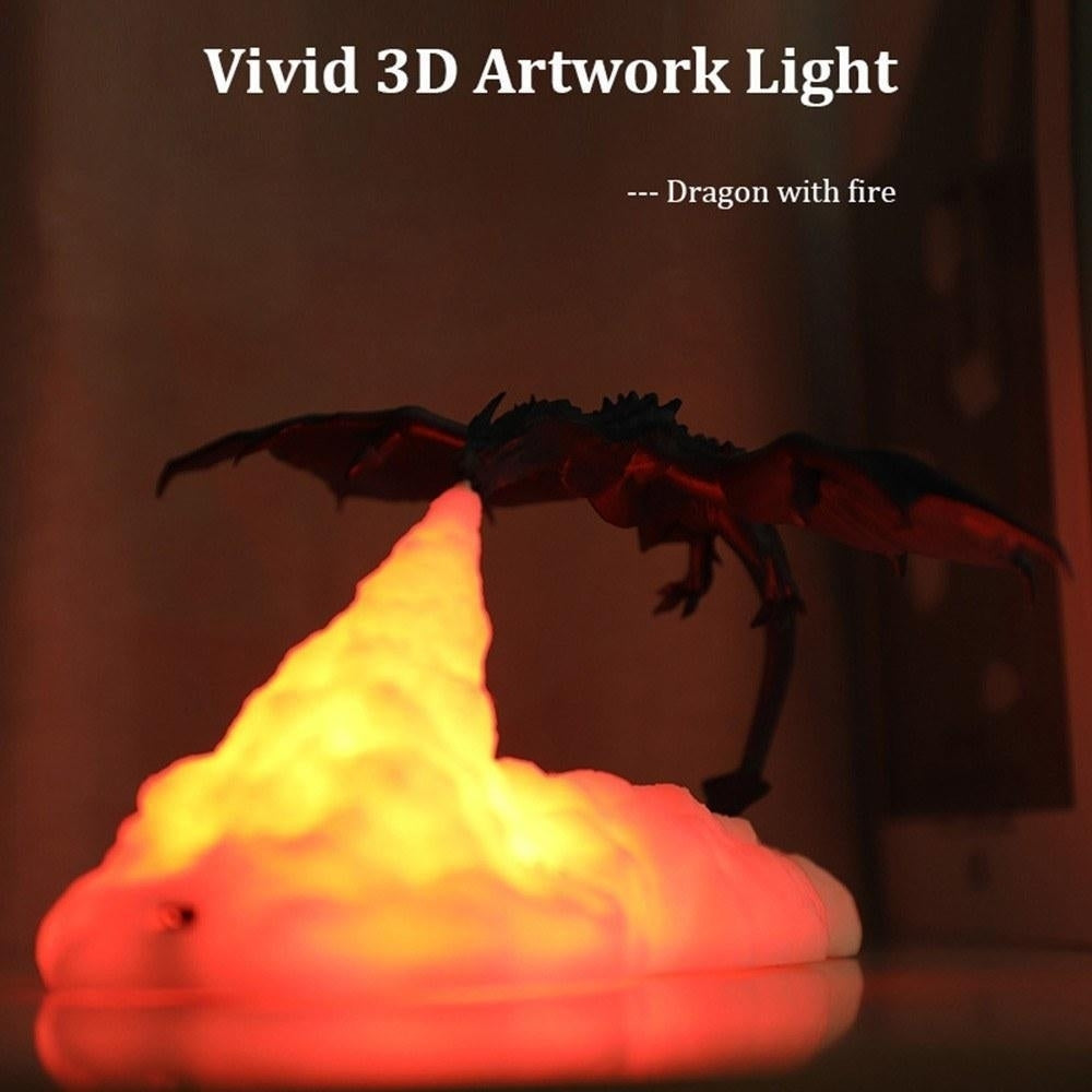 Fire Dragon Lamp Warm Night Light USB Rechargeable Home Decoration 110-220V Image 8