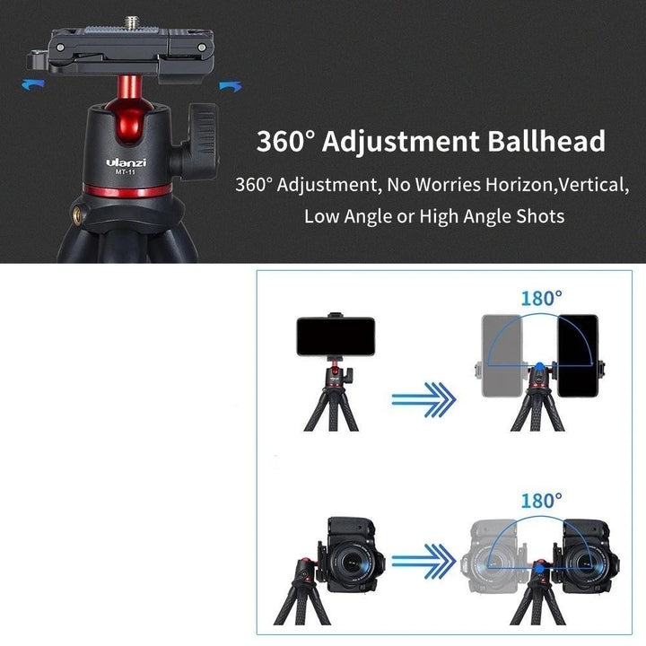 Flexible Octopus Tripod Stand 1,4 Inch Screw 2-in-1 Platform Design 360 Adjustment Ballhead Image 9