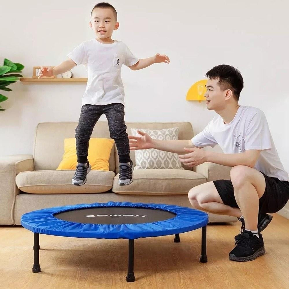 Foldable Muted Round Trampoline Kids Indoor Entertainment Adult Fitness Stability Training Image 3