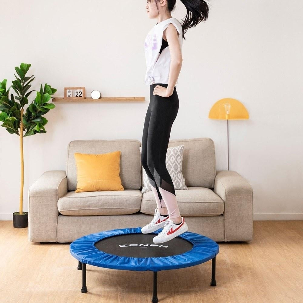 Foldable Muted Round Trampoline Kids Indoor Entertainment Adult Fitness Stability Training Image 6