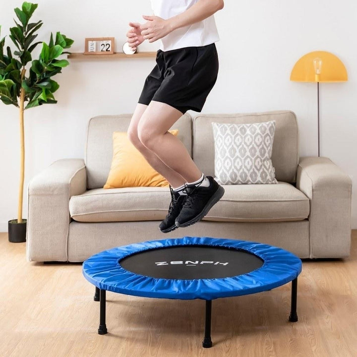 Foldable Muted Round Trampoline Kids Indoor Entertainment Adult Fitness Stability Training Image 7