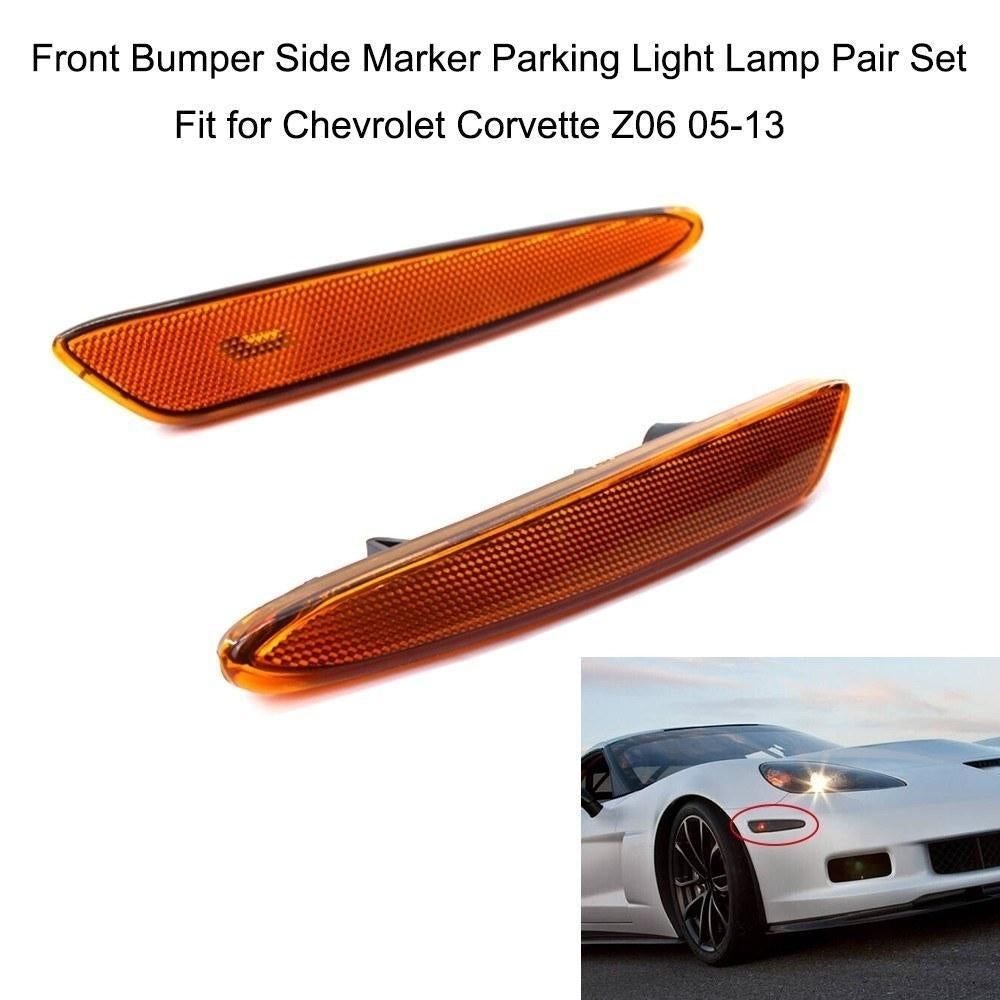 Front Bumper Side Marker Parking Light Lamp Pair Set Fit for Chevrolet Corvette Z06 05-13 Image 11