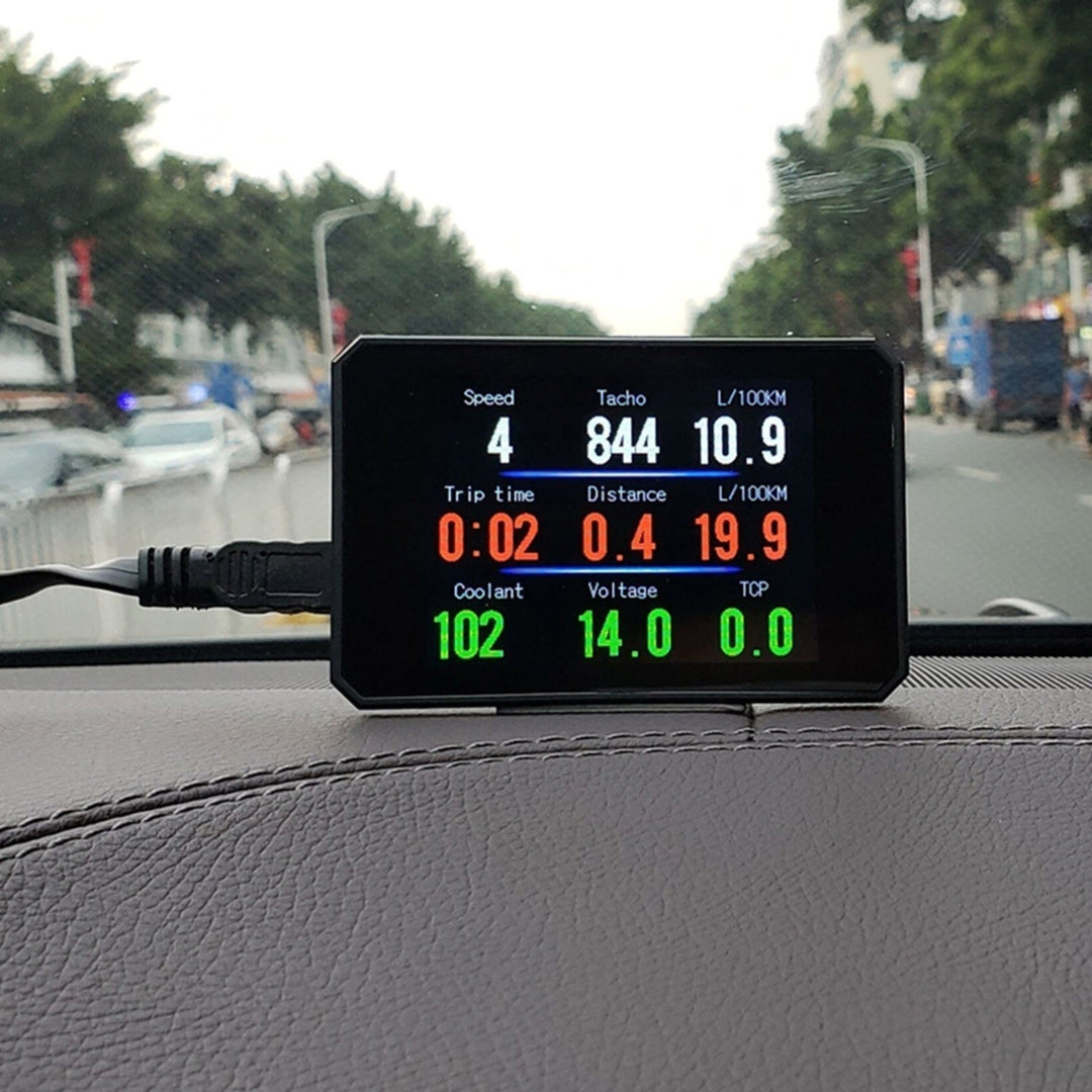 Head up Display OBD Smart HUD Auto Digital Meter OBD2 Port Warning Windshield Alarm System Image 5