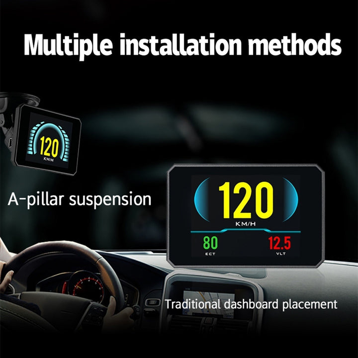 Head up Display OBD Smart HUD Auto Digital Meter OBD2 Port Warning Windshield Alarm System Image 10