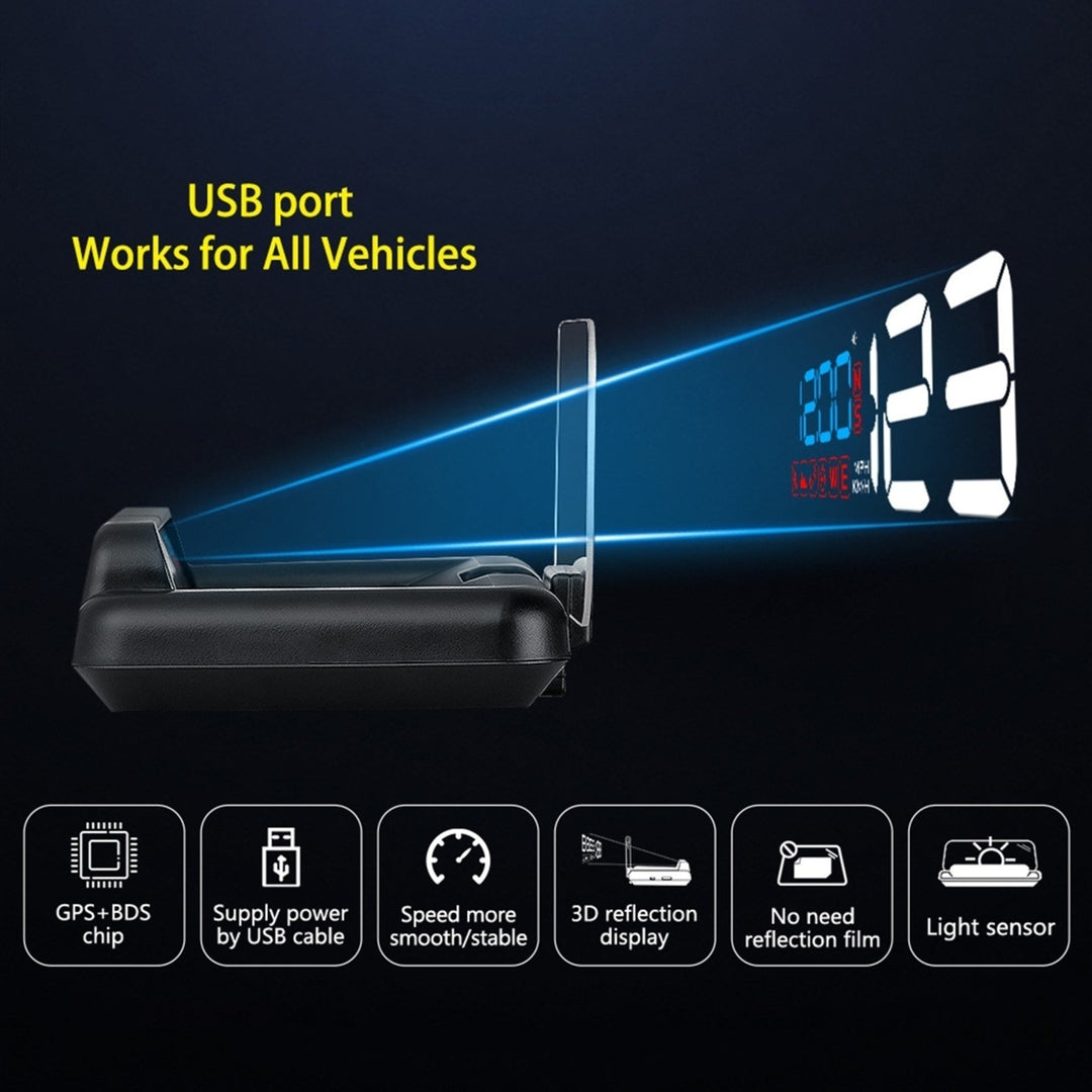 HUD Head Up Display High Definition Speedometer Car Safe Driving Computer Speed and Voltage Alarm 3D Reflection Image 5