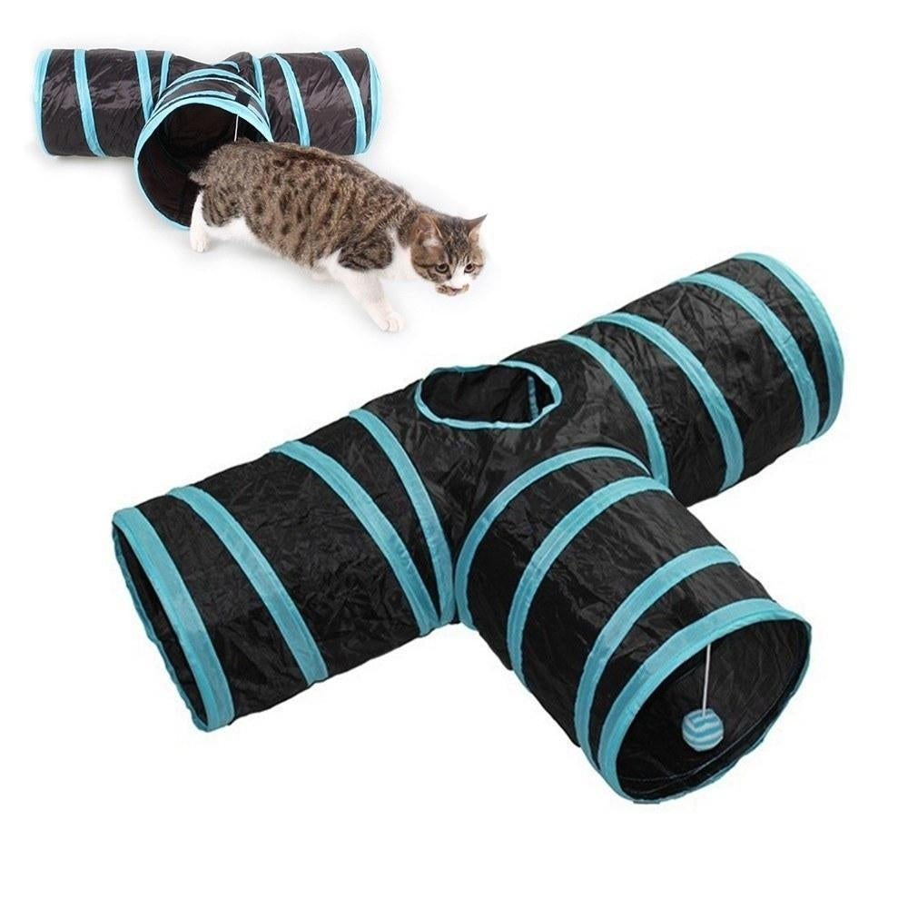 Indoor Cat Tunnel 3 Way Pet Play Tunnel Collapsible Tunnel Image 2