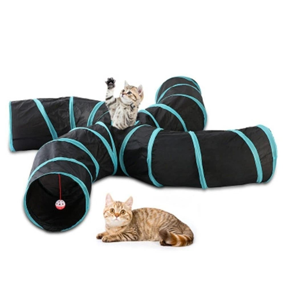 Indoor Cat Tunnel 4 Way Pet Play Tunnel Collapsible Tunnel Tube Image 2