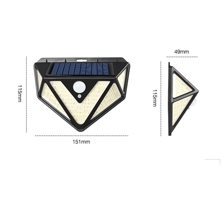 IP65 Solar Body Induction Wall Lamp Patio Stair Light 5 Illumination Surfaces 166 LEDs Image 5