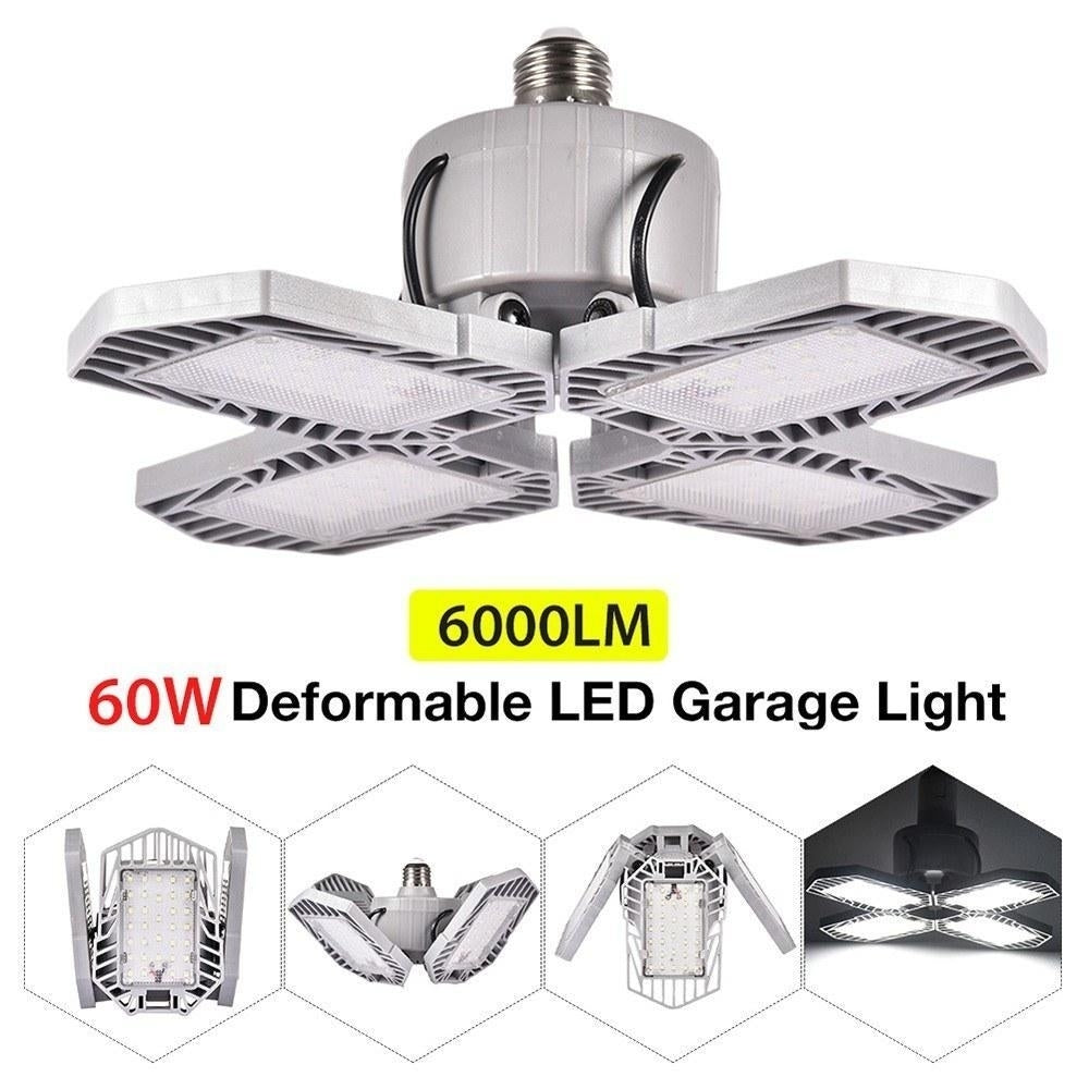 LED Garage Light Foldable Deformable Ceiling Lamp with 4 Adjustable Panels 60W Image 6