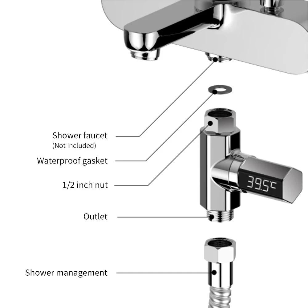 LED Shower Thermometer Digital Shower Celsius Temperature Display Shower Head Image 6